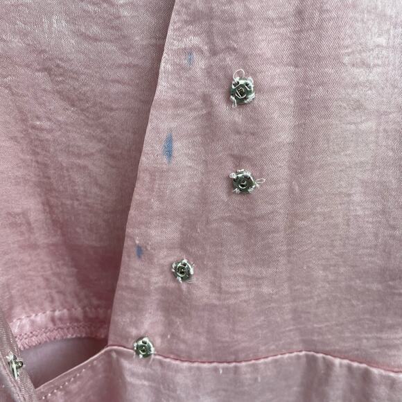 Resa Lindsay Wrap Dress Plunge V-Neck Wedding Bridesmaid Satin Pink Small NWT - Picture 11 of 13